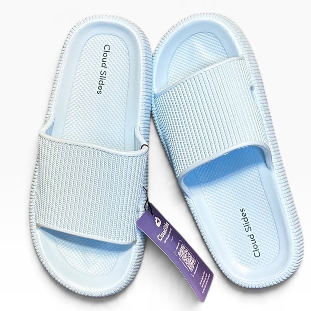 NWT Cloud Slides Womens 5-5.5 Ocean Blue Arch Support Comfort Slides